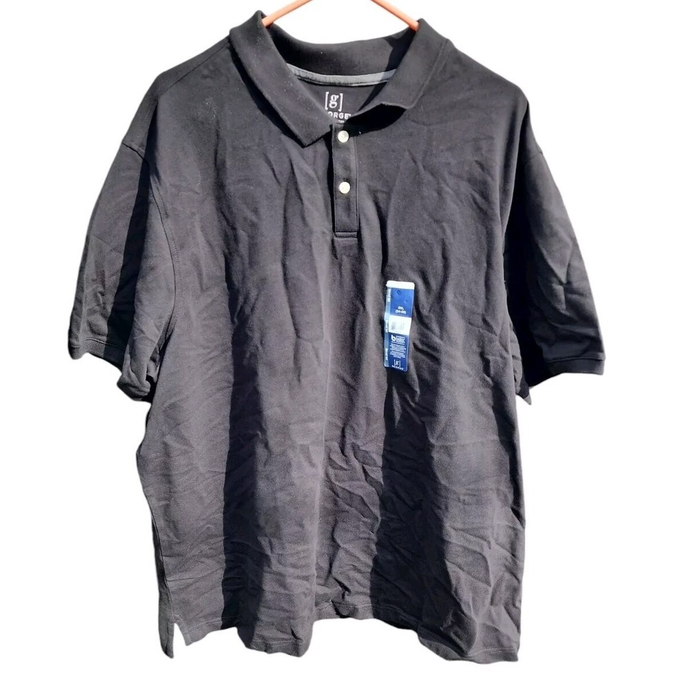 George Men's Pique Polo Shirt Short Sleeve Size 3XL (54-56) Black Soot NEW